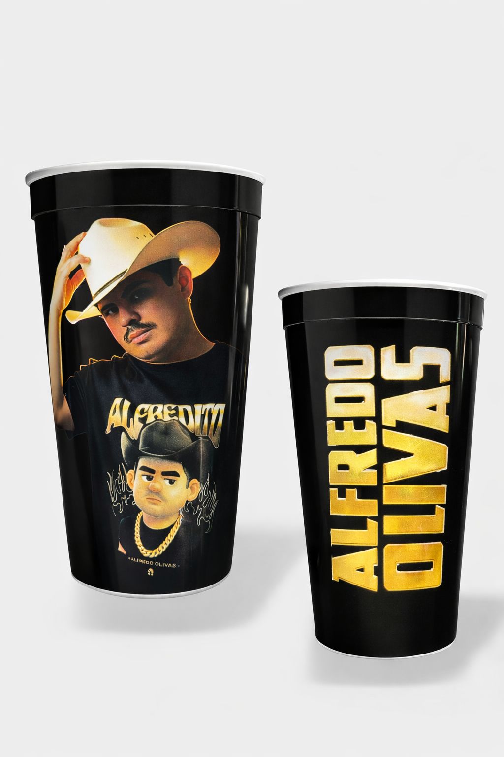 2x1 Vaso con Camiseta Animada Original - Mercancía Oficial Alfredo Olivas
