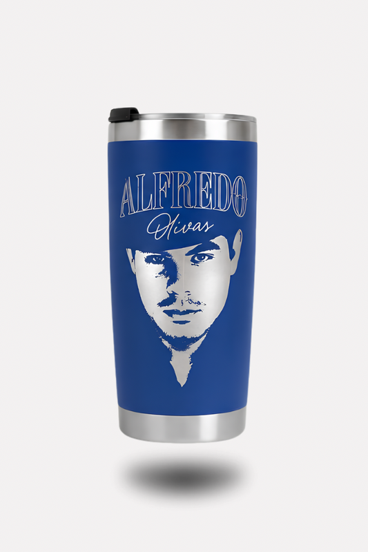 Termo Alfredo Olivas Azul - Mercancía Oficial Alfredo Olivas